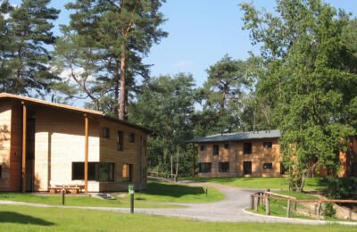 Gästehaus der Jugendherberge Bremsdorfer Mühle zwischen Kiefern